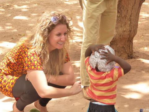 A child enjoys the activities at the BRIGHT open day in Gambia