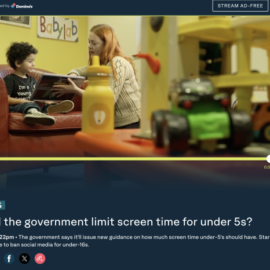 Prof Denis Mareschal interviewed for evening news impact of screen time on child development